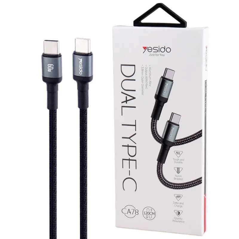 کابل تبدیل Type-C PD 60W به Type-C یسیدو مدل CA78 طول 1.2 متر - یزد موبایل